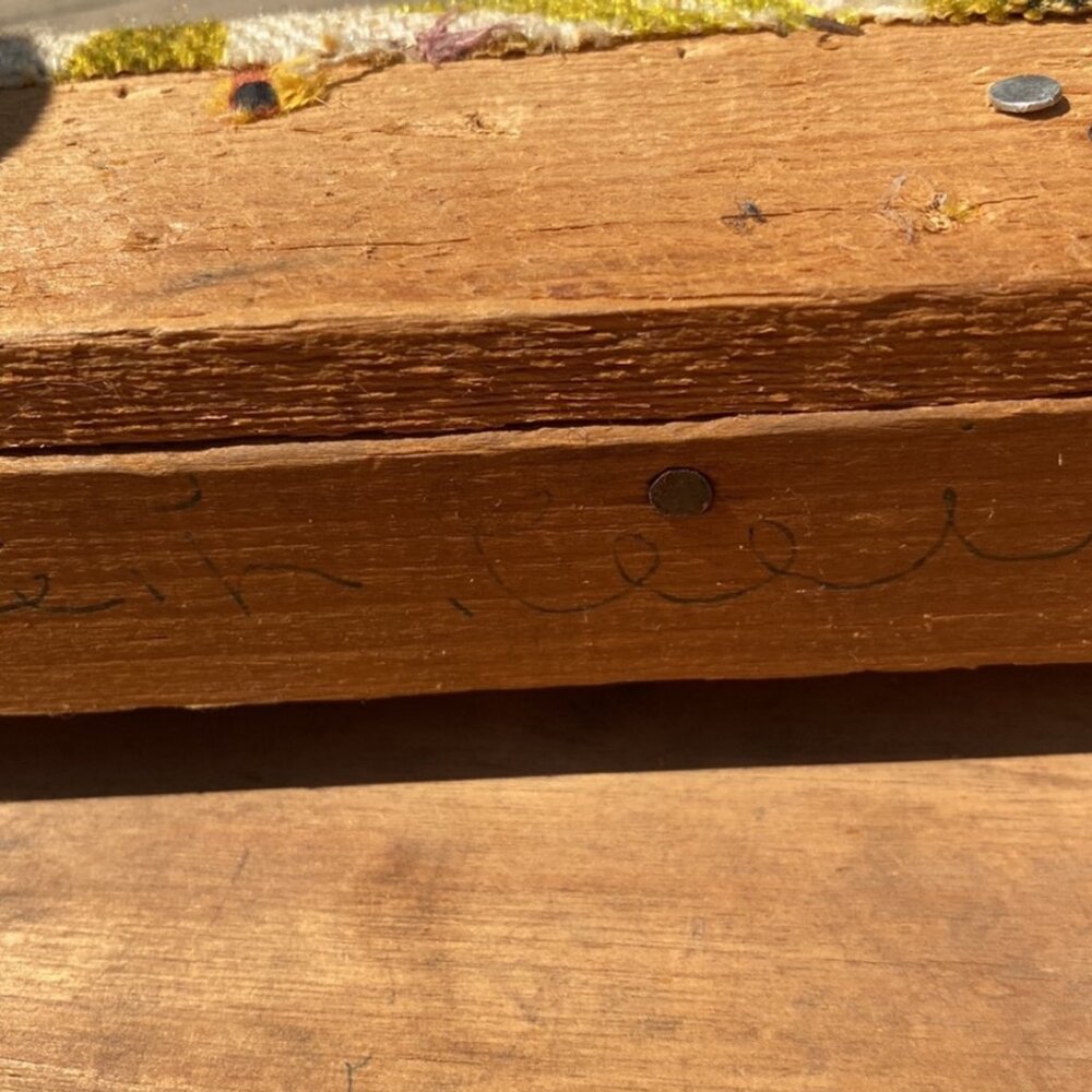 Vintage 1963 Handcrafted Floral Footstool Upholstered Wood Ottoman Stool MCM - Picture 6 of 15